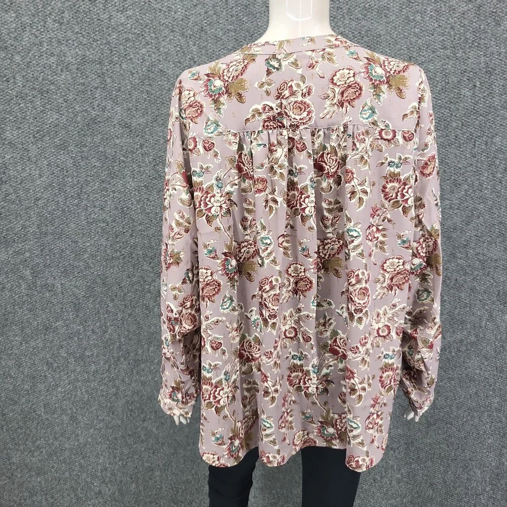 Indigo Thread Co Womens Allover Printed long Sleeves Button Shirt Top Size L